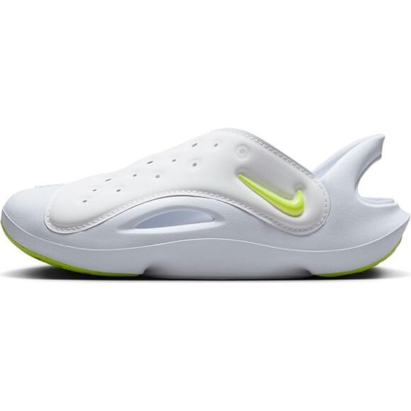 NWT Nike unisex Aqua Swoosh Little Kids' Sandals,White/Pure Platinum/Volt-Sz 11 - Picture 1 of 7